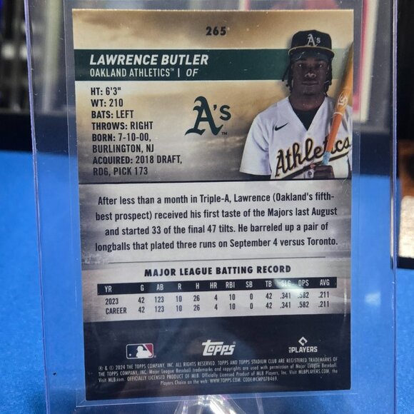 2024 Topps Stadium Club #265 Lawrence Butler (RC) - Picture 2 of 2